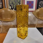 Vintage 1960s Blenko Glass Wayne Husted 6115 L 14 in YELLOW Square Daisy Vase