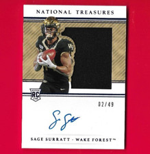 2021 National Treasures Collegiate Sage Surratt AUTO/49 Relic RC Wake Forest 109