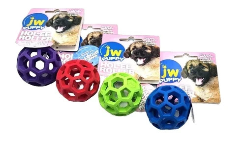 JW Pet Hol-ee Roller Dog Toy Puzzle Ball, Natural Rubber, La