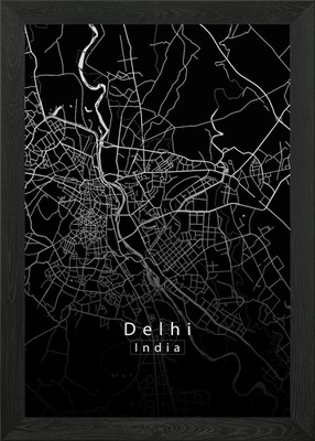 Delhi Stadtplan gerahmtes Wandbild Poster Leinwanddruck Bild
