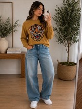 Aviator Nation Mustard Tiger Graphic Sweatshirt