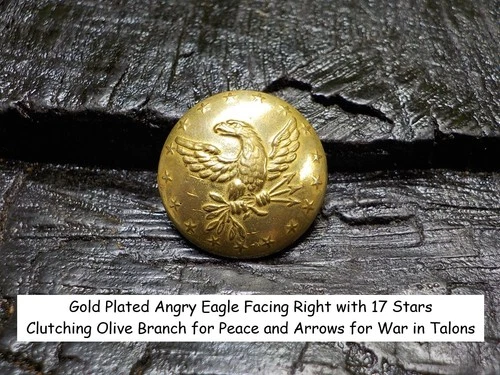 Old Rare Vintage Antique Relic Pre Civil War Militia Officers Coat Button w/Gold