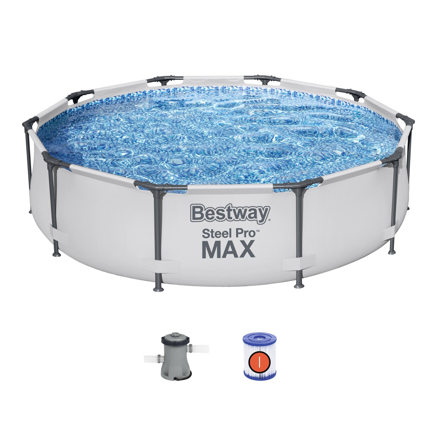 BESTWAY Piscina rotonda 305x76 cm Steel Pro Max bianco arredo giardino