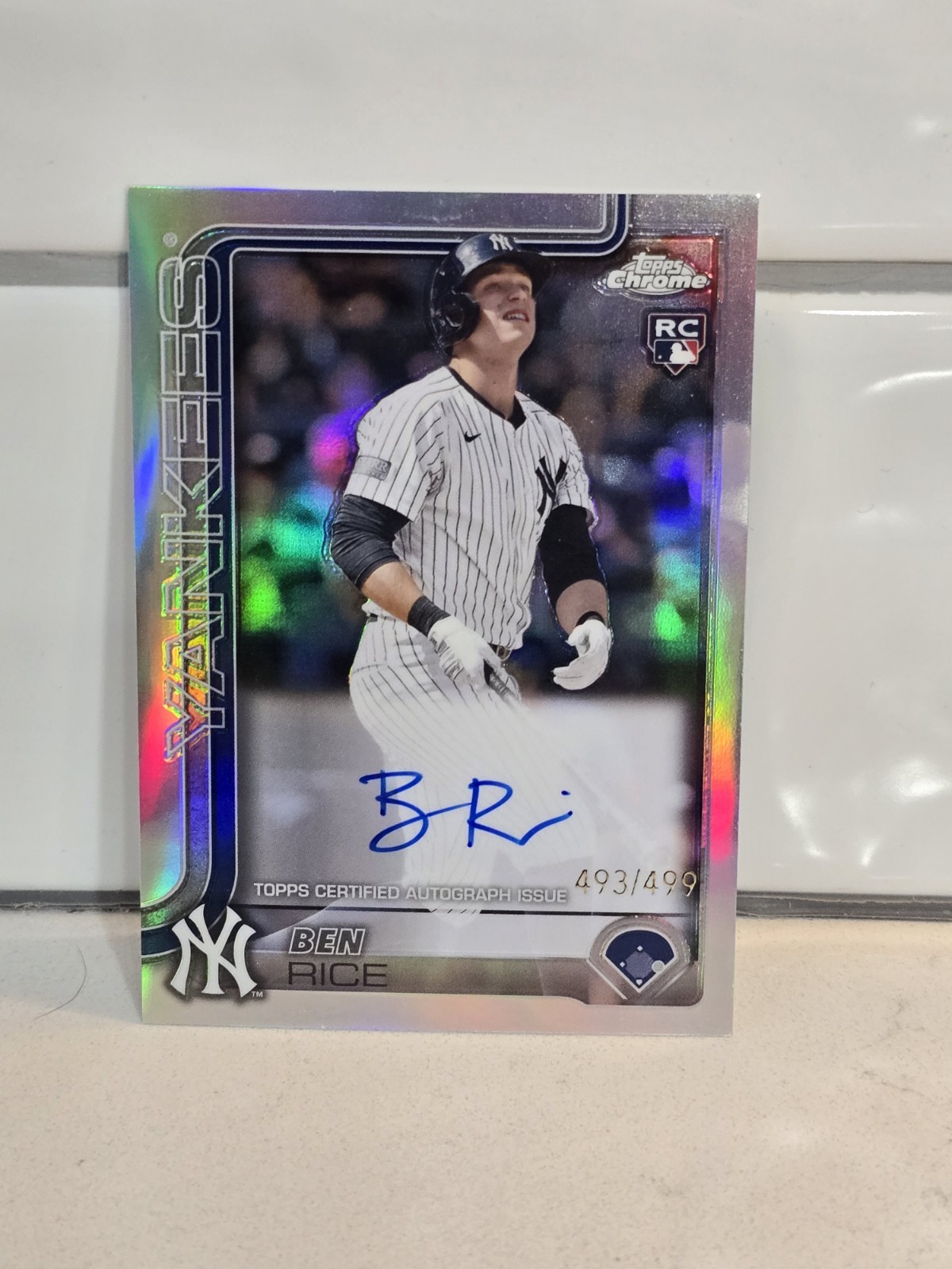 2025 Topps Chrome Ben Rice #RA-BR Auto Refractor /499 NY Yankees RC Rookie
