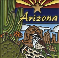 EARTHTONES HAND GLAZED ARIZONA DECORATIVE ART TILE 6" x 6" BRAND NEW FREE S/H