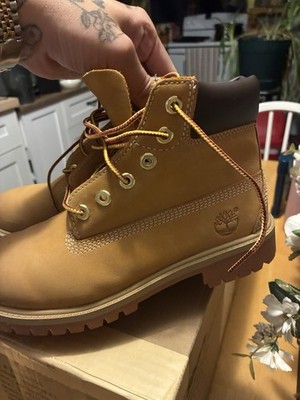 Timberland Youth Size 3Y Premium Waterproof 6'' Boots Wheat Nubuck