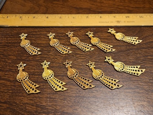 Lot Of 10 Shooting Stars France Vintage 60s Brass Stampings Findings Jewelry 