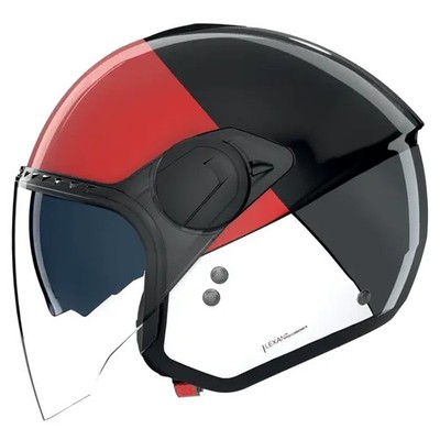 HELM DEMI JET SCOOTER NOLAN N20-2 VISIER BLOCK 353 SCHWARZ ROT GRÖSSE S M