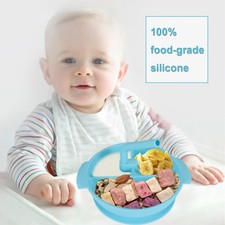 Silicone Baby Plate with Suction Base Divided Toddler Plate Feeding Tray Sucker