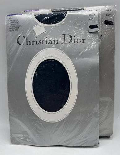 Lot de 2 collants sandales Christian Dior 4533 Control Top ultra transparents bleu marine taille 4