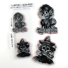 Stampers Anonymous DAY OF THE DEAD Halloween Rubber Cling Stamp Set