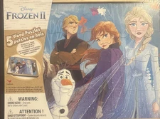 New Sealed Disney Frozen II Storage Box 5 Wood Puzzles Tray Kid Educational 