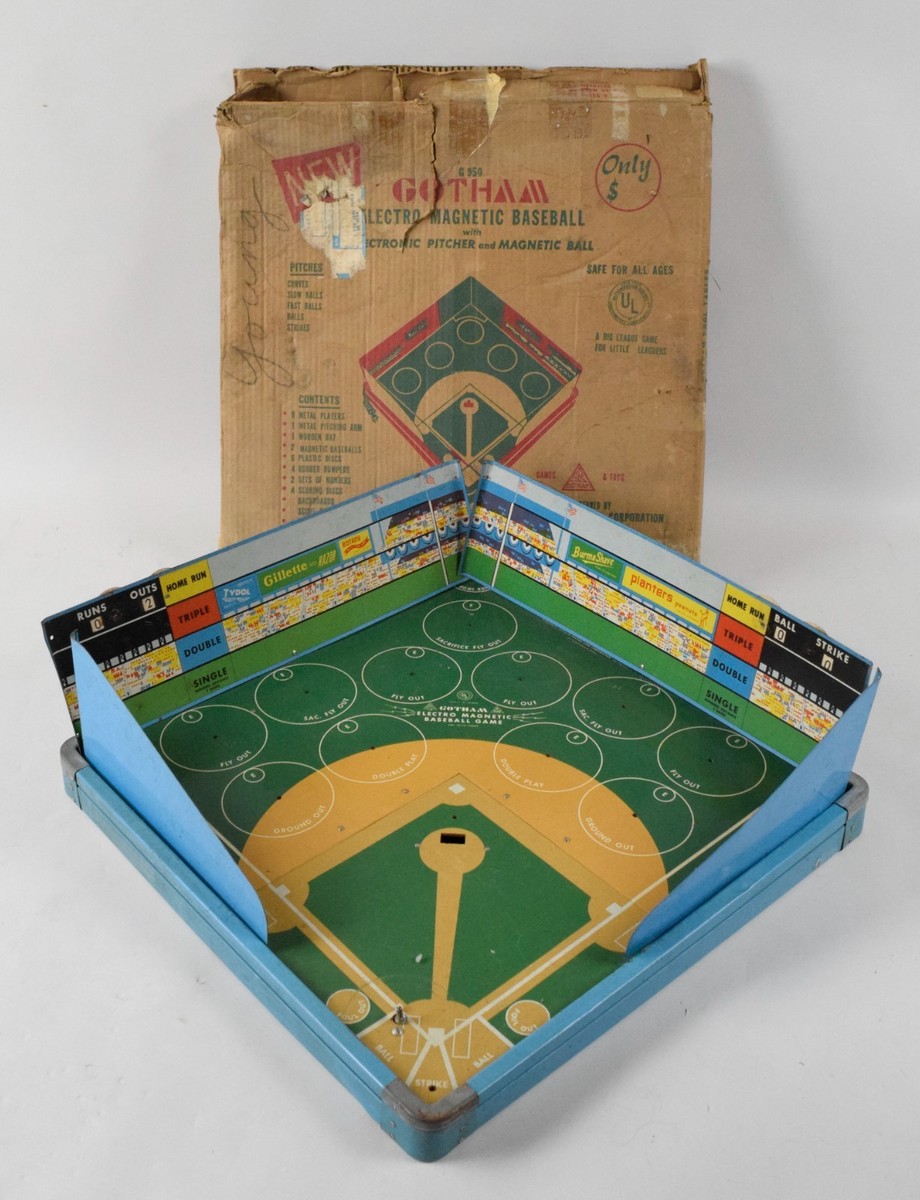Vintage 1955 Gotham Pressed Steel Electro Magnetic Baseball Game w 