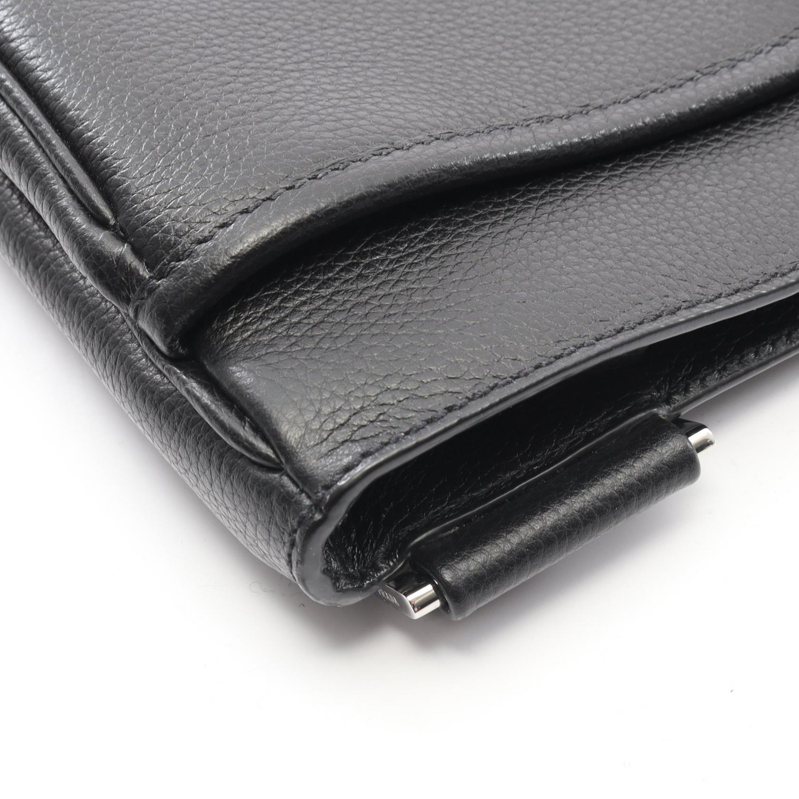 PRADA VITTELO Shoulder Crossbody Bag 2VH019 leather Black logo Used unisex thumbnail 6