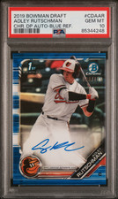 2019 BOWMAN DRAFT CHROME DRAFT PICKS AUTOGRAPH BLUE REF /150 ADLEY RUTSCHMAN 