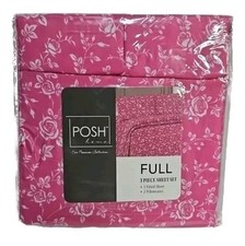 3 Piece FULL Sheet Set Pink Floral-1 Fitted Sheet  2 Pillowcase  Adeline 