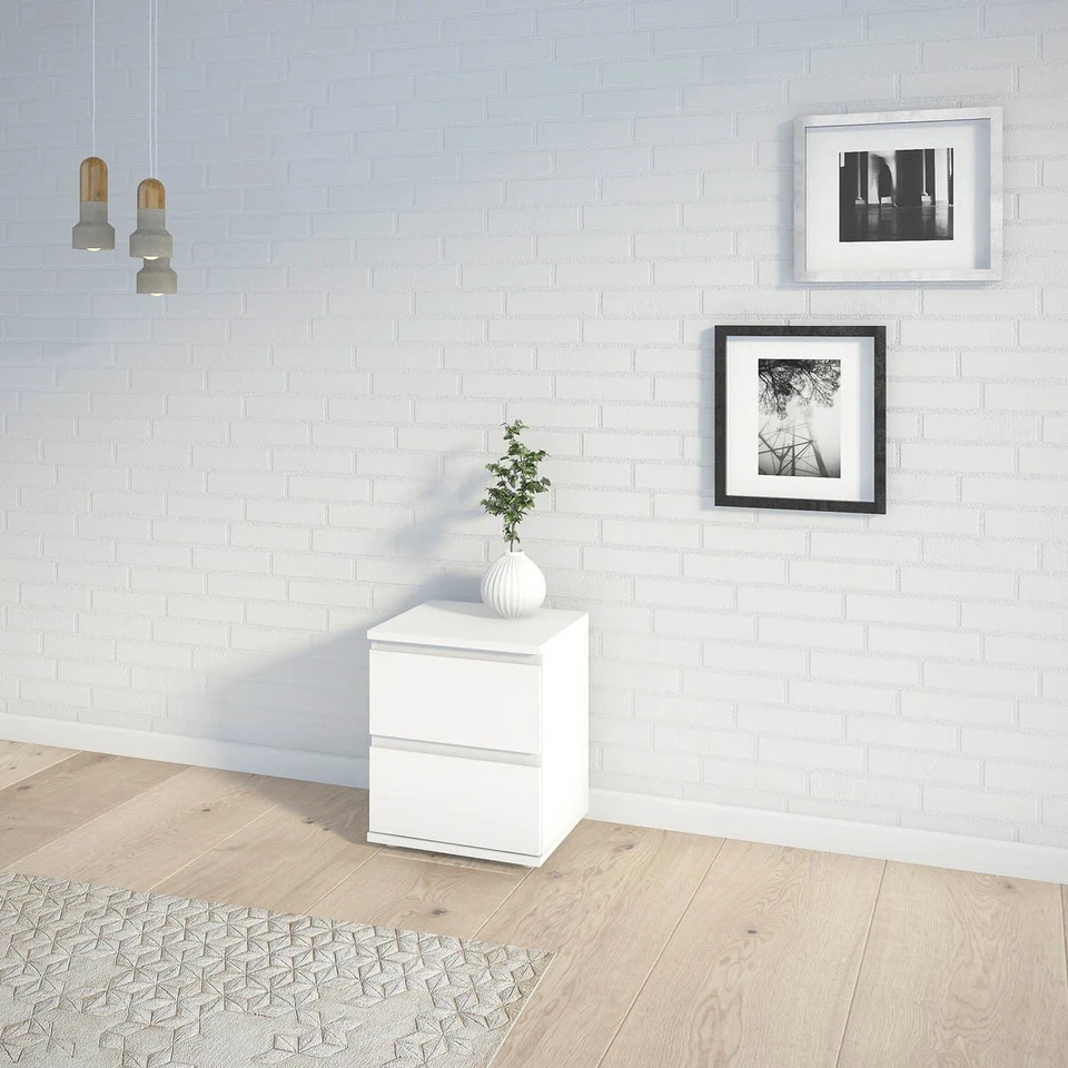 Bedside Table Nova Matt White 2 Drawer Bedroom Living Room Furniture Storage - Image 4 of 4