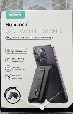 ESR HaloLock Geo Wallet Stand Works w/ Apple Find My Midnight Black