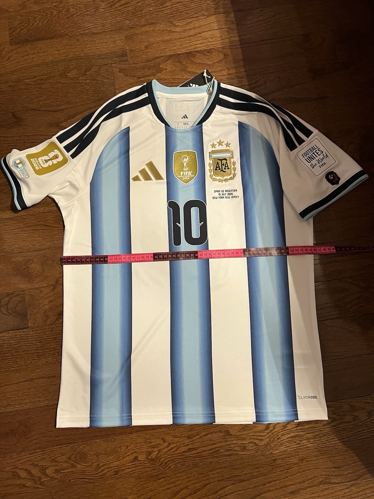 Messi 10 Argentina World Cup 2026 Final Adidas Soccer Jersey Authentic L