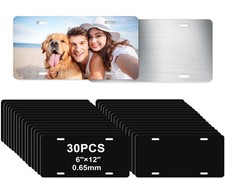 30 Pack Black Aluminum License Plate Blanks 6x12 Inch 0.65mm Metal Plates Fo...
