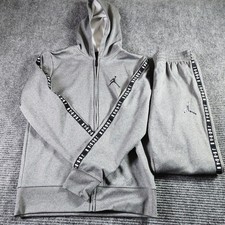 Nike Air Jordan Youth Large Gray 2-Piece Full Zip Hooded Jacket Pant Set
