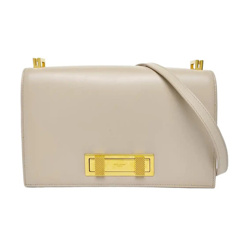 【Authentic】 Yves Saint Laurent DOMINO Beige Leather Handbags (DDP)