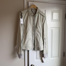 Rick Owens Rotterdam Jacket Mens 50 White Leather Bomber Babel SS19 Italy NWT