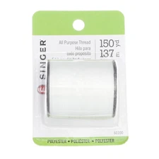 6 Pack Singer Polyester 150 Yds All Purpose Thread, White