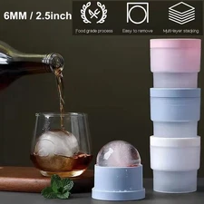 Ice Cube Slow Melting Stackable Large Round Mold Maker Whisky Cocktails Beverage