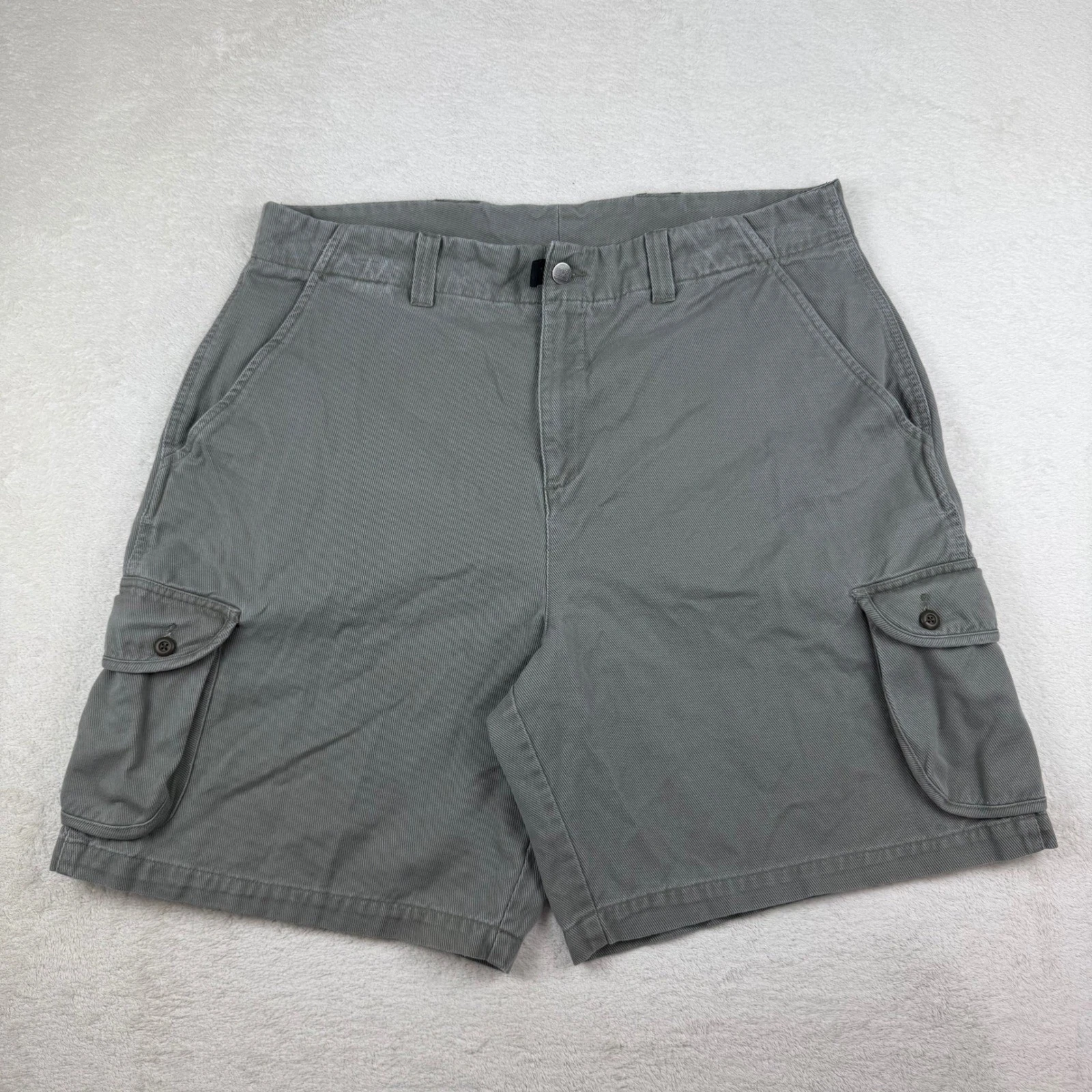 Nike ACG Mens Gray/Green Cotton Twill Cargo Shorts Size 38 Outdoor Hiking Casual