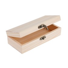 1 Pack Unfinished Wooden Box with Hinged Lid and Front Clasp, Unpainted Woode...