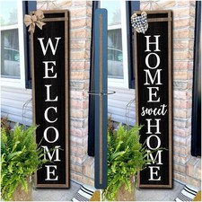 Outdoor Welcome Sign for Front Porch Standing Large 2 Sided 45"X9" Wooden Fra...