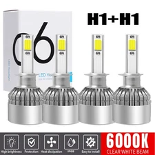 4X H1 H1 Combo 4000W 600000LM LED Headlight High Low Beam Kit Bulbs White 6000K