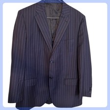 Giacca Blazer Luigi Bianchi Mantova Uomo Navy Gessato Super Vergine Lana Italia