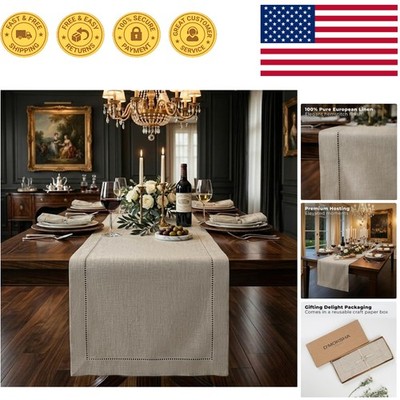 100% Pure Linen Table Runner - 120 Inch Handcrafted Elegance for Any Occasion