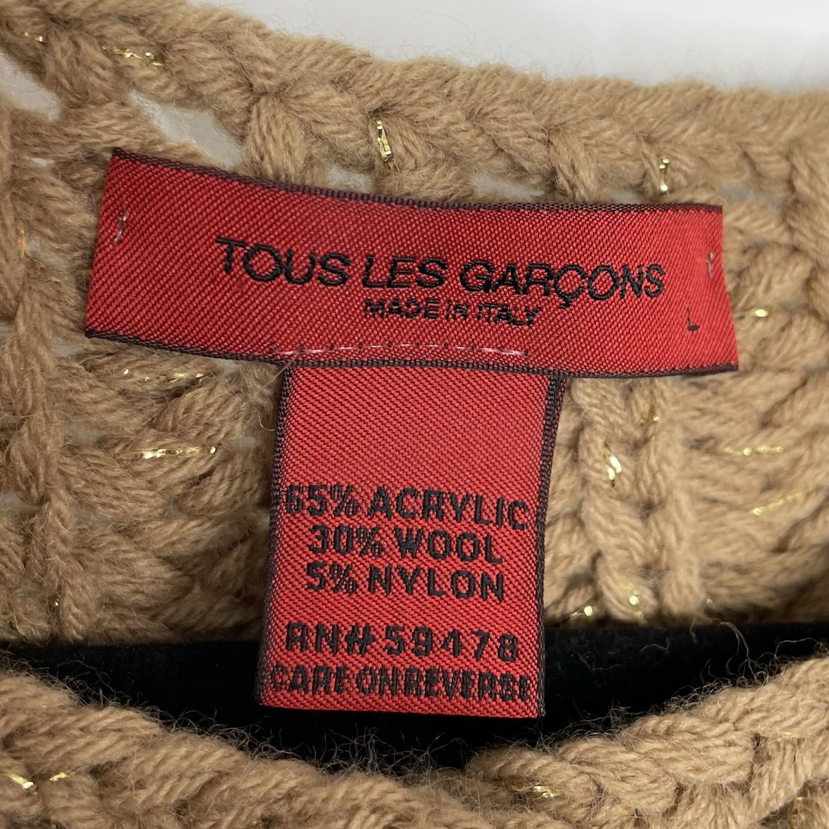 Tous Les Garçons Cardigan Sweater Womens Size L Wool Blend Metallic Knit Italy View 3