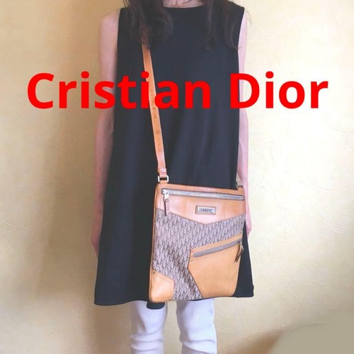 Christian Dior Street Chic Trotter Shoulder Bag Camel Leather Used From Japan