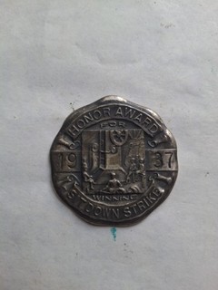 1937 UAW Sit Down Strike Medal Rare Original (Hercules Grandfathers) #402D