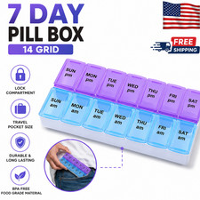 Weekly Pill Box Organizer Twice a Day 7 day AMPM Medicine Tablet Organizer Case