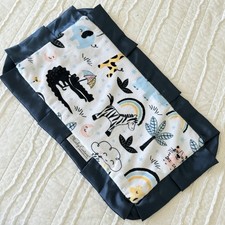 Baby Lovey Blanket Gift Boy Zoo Animal Security Satin Trim 12x20" Baby Shower
