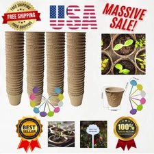 Garden Germination Kit - 100 Count Biodegradable Peat Seedling Pots, 2.36in Size