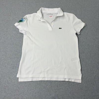 Lacoste Polo Shirt Womens 34 White Classic Fit Short Sleeve Everglades Patch Top