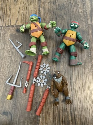 Lot Of 3 TMNT & Weapons Splinter 1988 Raphael 2012 Leonardo 2012 