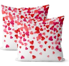Valentines Day Pillow Covers 18x18 Set of 2 18" x 18" Pack of 2 Pink Red