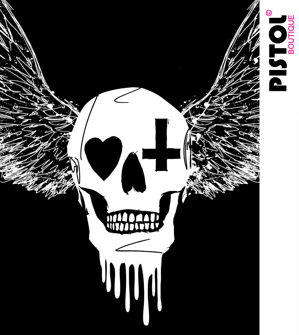 Pistol Boutique T-shirt da uomo nera aderente con scollo a V