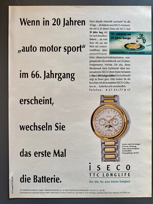ISECO Uhr Mondphase TTC Longlife Original 1992 Vintage Advert Werbung Reklame