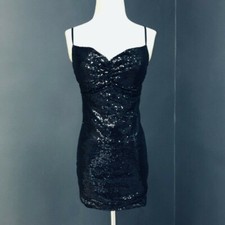 Women Sequins Glitter Dress Shiny Spaghetti Bodycon Short Stretch Party Club SPW