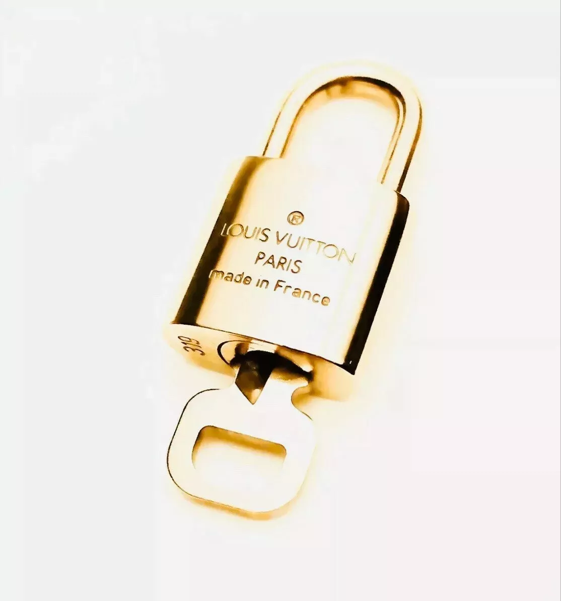 LOUIS VUITTON PadLock Lock & Key Brass Gold Authentic Number random