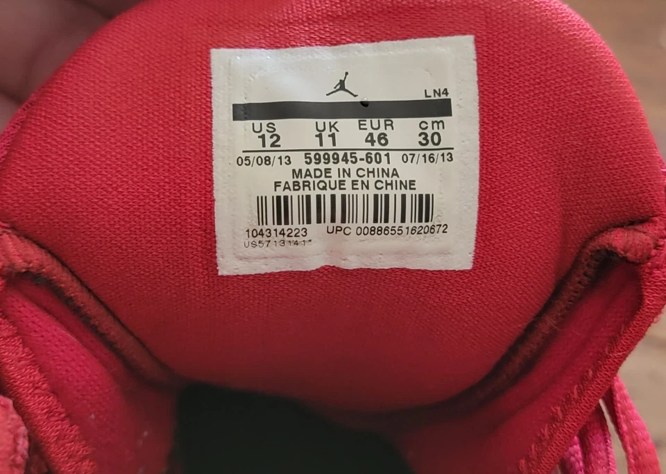 Nike, JORDANS, размер 12 - Air Jordan Super Fly 2, малиновый красный, Бесплатная доставка! - Изображение 3 из 4