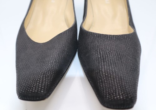 Bruno Magli Black Textured Leather Square-Toe Heels Size 10 Chic Career Work - Picture 3 of 8